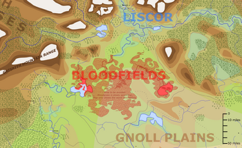 Bloodfields and surrounding area in a map (Artist's rendition)