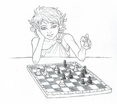Rags playing chess by LeChatDemon