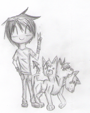 A quick sketch of Chibi Human Orpheus and Chibi Cerberus :3