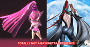 Pink striking Bayonetta's pose
