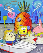 SpongeBob-Mrs-Puff-driving-near-pineapple