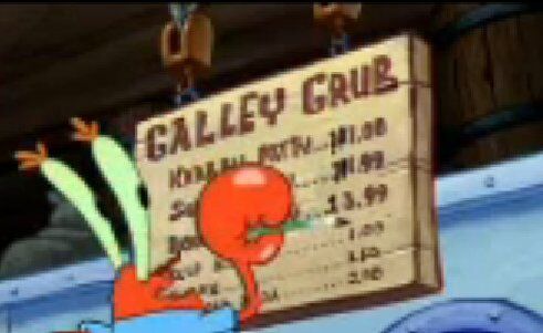 spongebob krusty krab menu