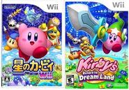 American Kirby on the boxart for Return to Dream Lans (Right)