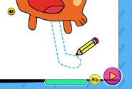 Drawing his left leg