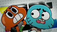 In CN Europe's Gumball ident commercial, for a split second at the end, Darwin's arms are missing, as well as Gumball's left arm.