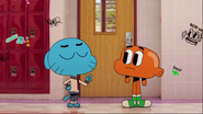 In this scene from "The Sock," Gumball's mouth and ear are missing.
