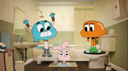 In this scene from "The Responsible," Gumball's whiskers are missing.