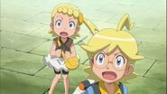 Clemont and Bonnie saw Ash and Pikachu falling.