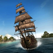 El Queen Anne's Revenge surcando el mar.