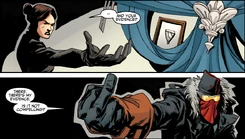 El Cruz Negra desafiando la autoridad del Círculo Interno.