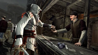 Ezio con un herrero.