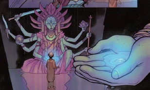 La estatua de Durga en el palacio de verano de Amritsar.