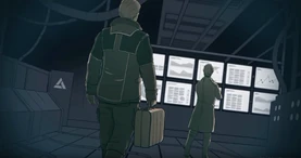 Berg llevando la caja