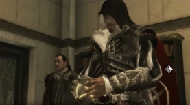 Ezio a punto de descifrar las páginas del códice.