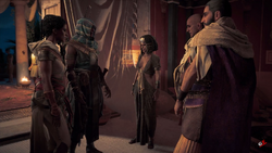 Reunión de Bayek, Aya, Cleopatra etc.