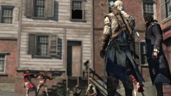 ACIII-JohnsonTrail 9.png (1,53 MB) Stephane luchando contra los soldados mientas Connor le observa.