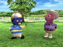 Pablo Showing His Flipper to Uniqua