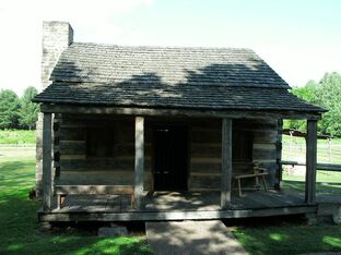 The Crockett cabin at Limestone, where Davy Crockett was born.