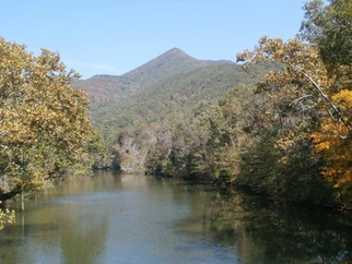 The beautiful Cowpasture River, with Griffith's Knob in the background.  Our Beard family lived on the Cowpasture near Griffith's Knob.