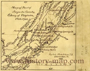 Click map to enlarge. Note the area of Warm Springs and Dickinson's Fort.  This is where our Beards were located on Cowpasture River.