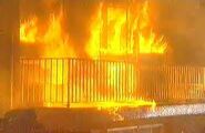 The CID balcony engulfed in flames