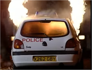 A post-facelift Fiesta Panda Car just before it blows up - with poor Derek Conway in it