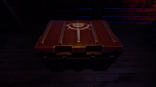 The red Stalker Leaderboards reward crate containing the Ward symbol on top.