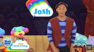 Josh, Blue, and Rainbow Puppy putting on a play