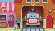 Blue and Josh at the fire station
