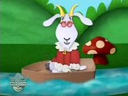 Then he saw a goat riding in a boat dressed in a coat.