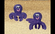 Which one of the octopuses is dancing to the rhythm of the wind?