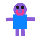 Freddy has purple and blue square body.