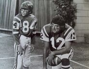Bobby and Joe Namath playing football during Bobby's dream sequence