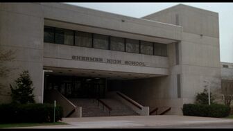 The front entrance of Shermer High