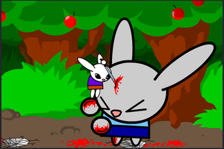 Snowball attacks first giant bunny in Bunnykill.