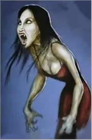 A photoshopped image (edited for clarity) of a female vampire, taken from the "Visual Companion"