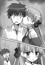 Erica kissing Godou on the cheek