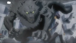 Duke Voban transforms into a werewolf.