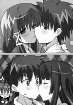 Yuri and Ena healing Godou through kissing