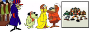 The Bully Brothers, Zilly, Klunk, Muttley, Dick Dastardly, and The Robot Pirates as Sarousch's Guards