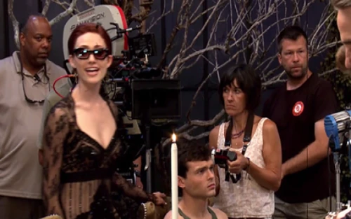 Scene Filming - Emmy Rossum filming Ridley's unannounced visit