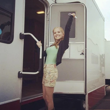 Zoey Deutch on the set of the movie.