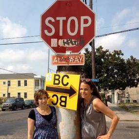 The authors on set of the movie.