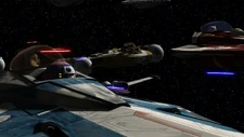 Barriss Offee and Ahsoka Tano lead the fighter assault.