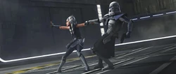 Ahsoka and Rex attempt to stop Maul as they escape.
