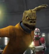 Shock troopers attempting to detain an enraged Bossk