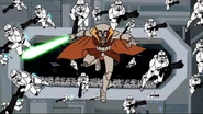 Saesee Tiin and his troopers attack a Separatist cruiser