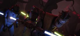 Pong Krell attacks his own Clone Troopers