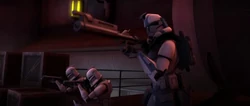 Havoc battling in the main hangar on Kamino.
