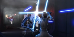 Gallia duels with Grievous aboard her cruiser.